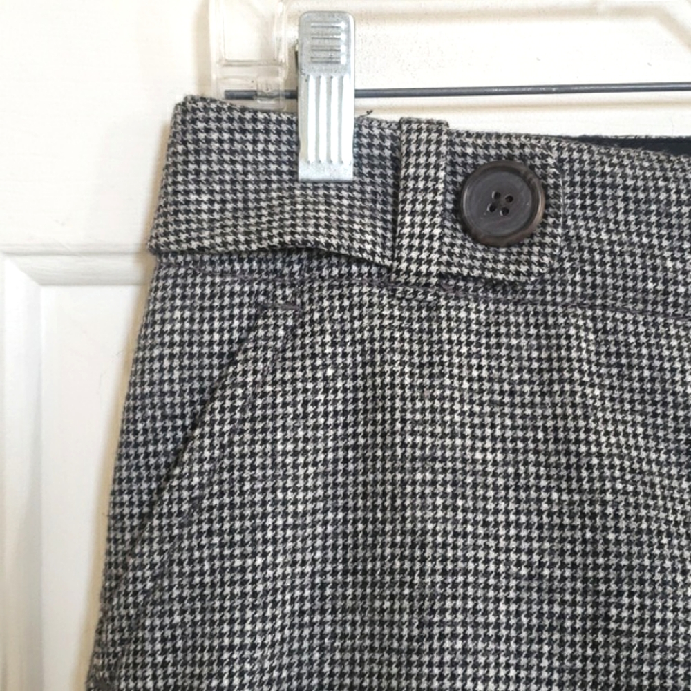 💐 Banana Republic Martin Fit Houndstooth Wool Blend Trouser Shorts Gray Black 2 - Picture 5 of 9